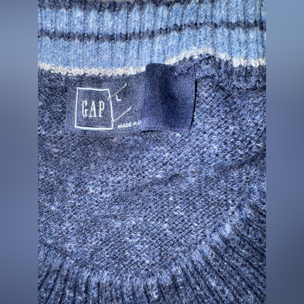 Gap Men's Blue Crewneck Patterned Sweater Size Large - Picture 3 of 3